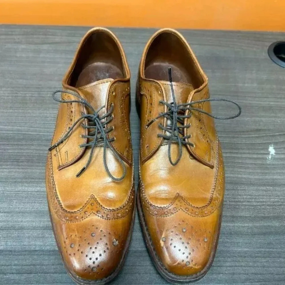 Allen edman Player's Wingtip Blucher Tan Mens shoe Size 7.5d - Picture 2 of 8